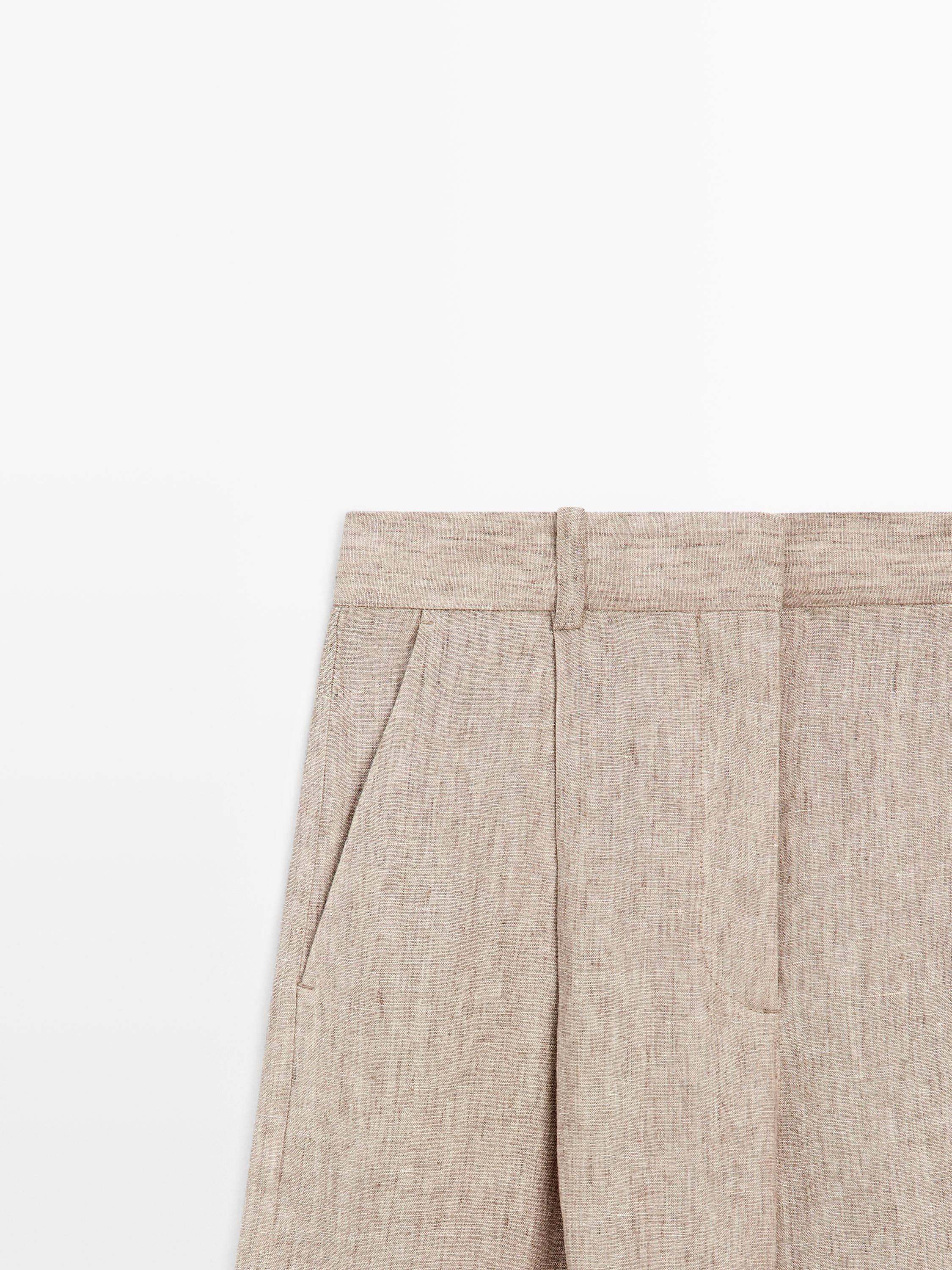 Linen melange trousers with pleated details